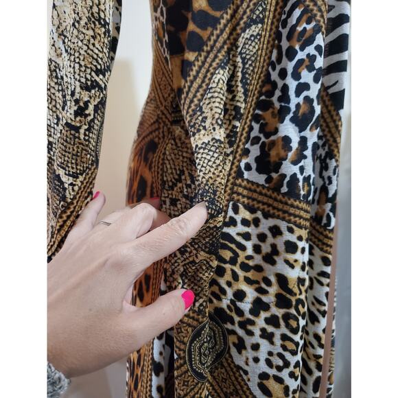 Attitudes by Renee NWT QVC Animal Print Duster Maxi Dress Set Womens Size XXSP - Picture 10 of 14